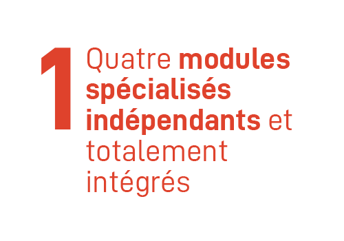 Quatre modules spécialisé indépendants et totalement intégrés
